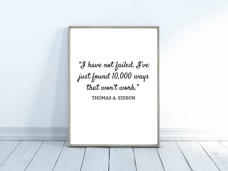 Thomas A Edison Motivational Quote Poster