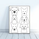 Dogs line art poster