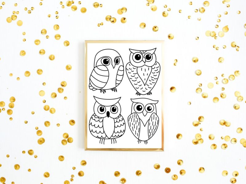 Owls line art poster